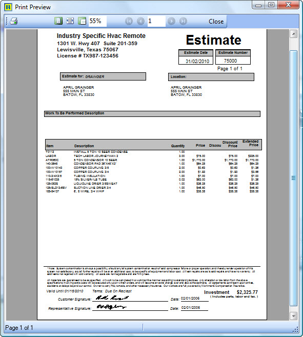 Hvac Quote Template